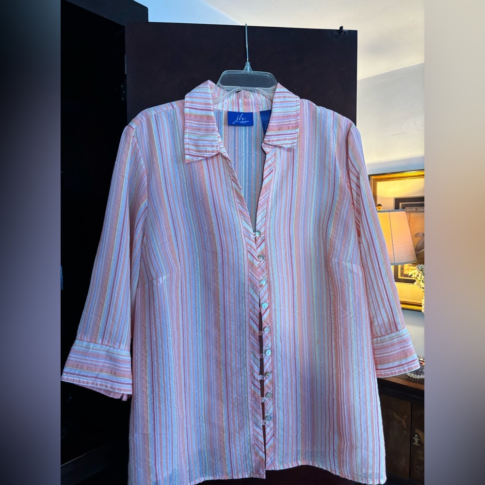 jh Collectibles Sheer Multicolor Striped Blouse Size 2X